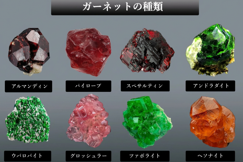 ガーネットの主な成分と種類